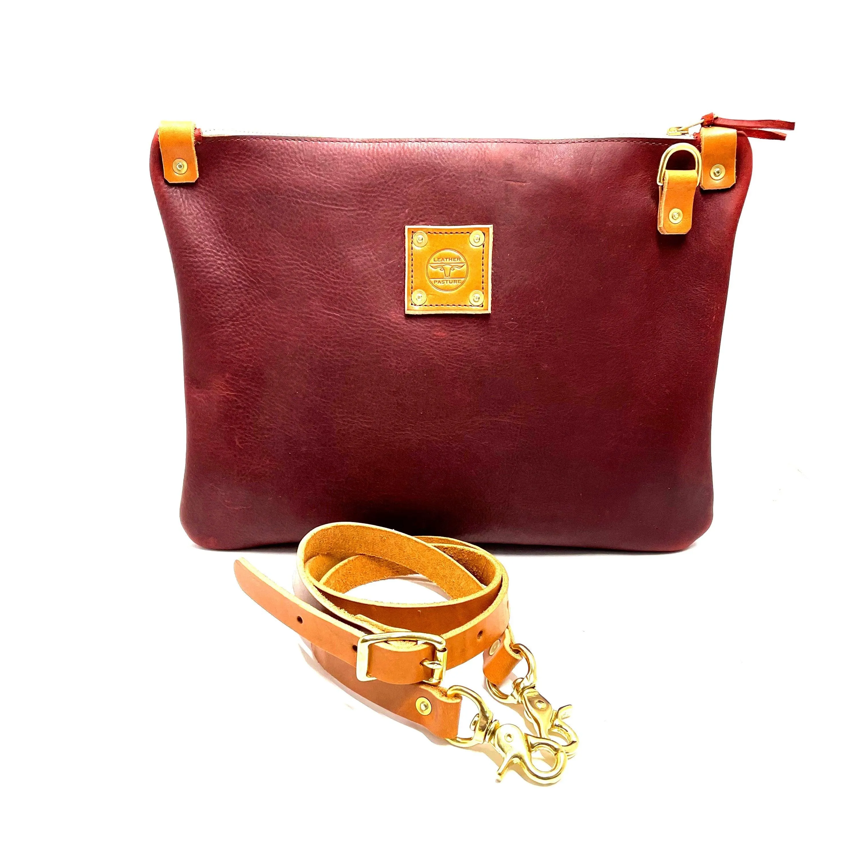 Leather Messenger Bag in Merlot