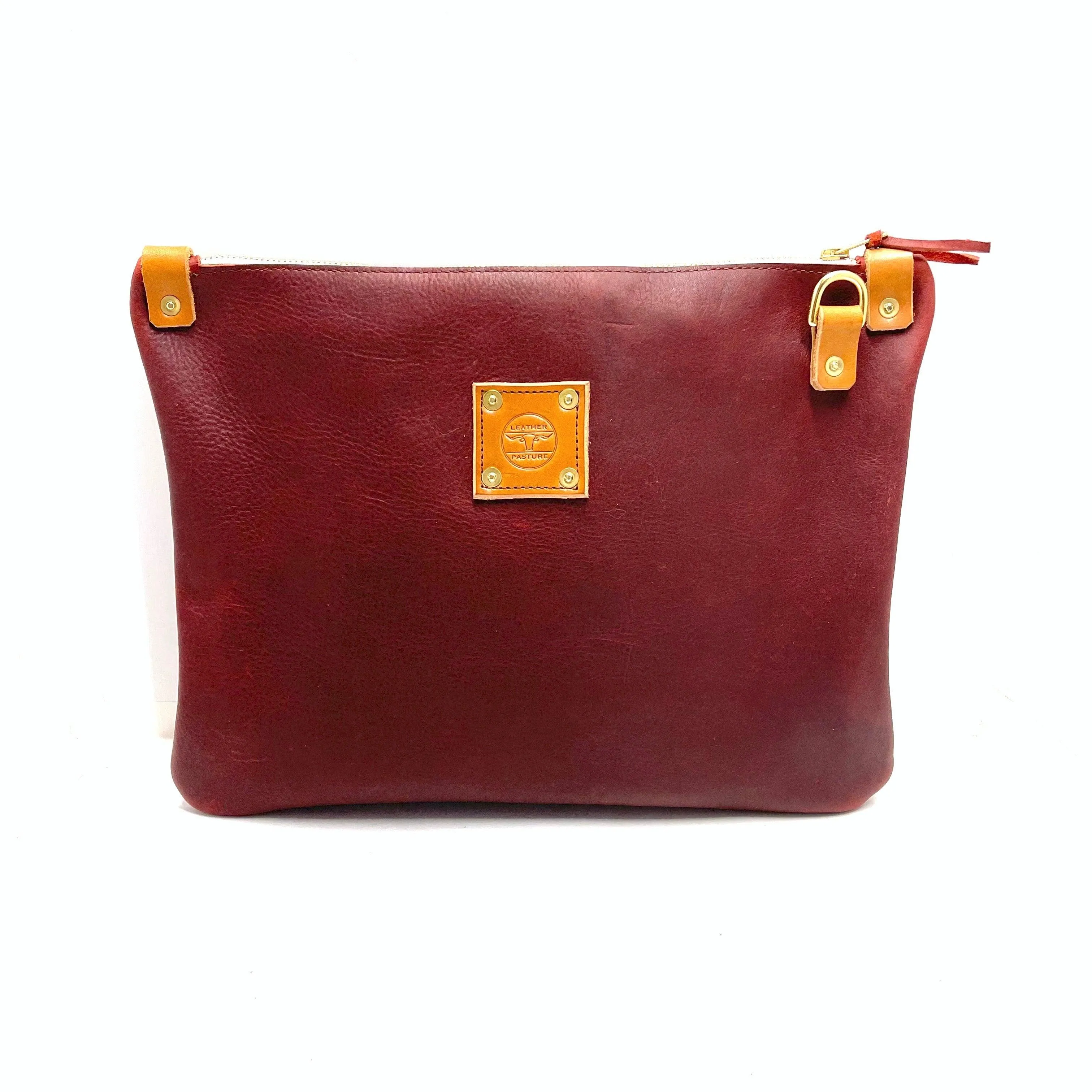 Leather Messenger Bag in Merlot