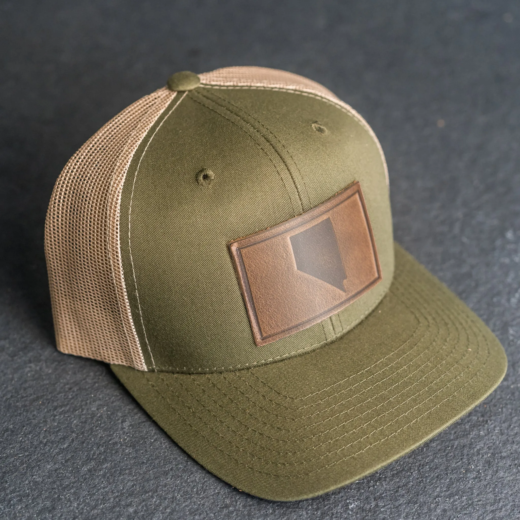 Leather Patch Trucker Style Hat - Nevada Stamp