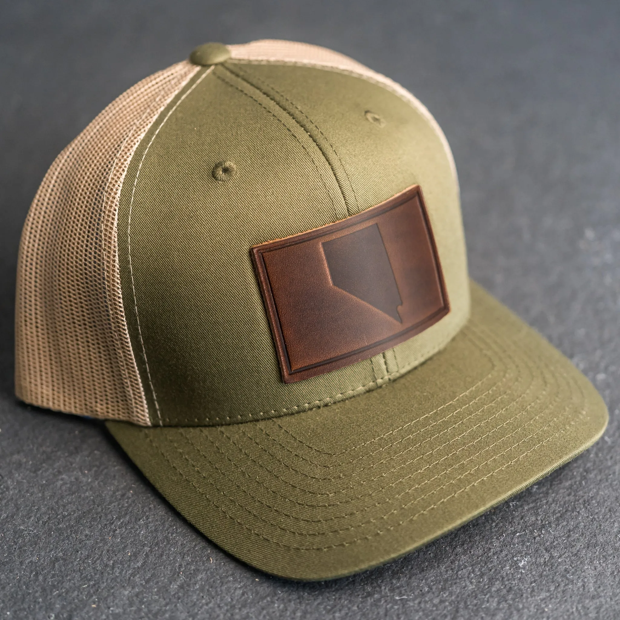 Leather Patch Trucker Style Hat - Nevada Stamp