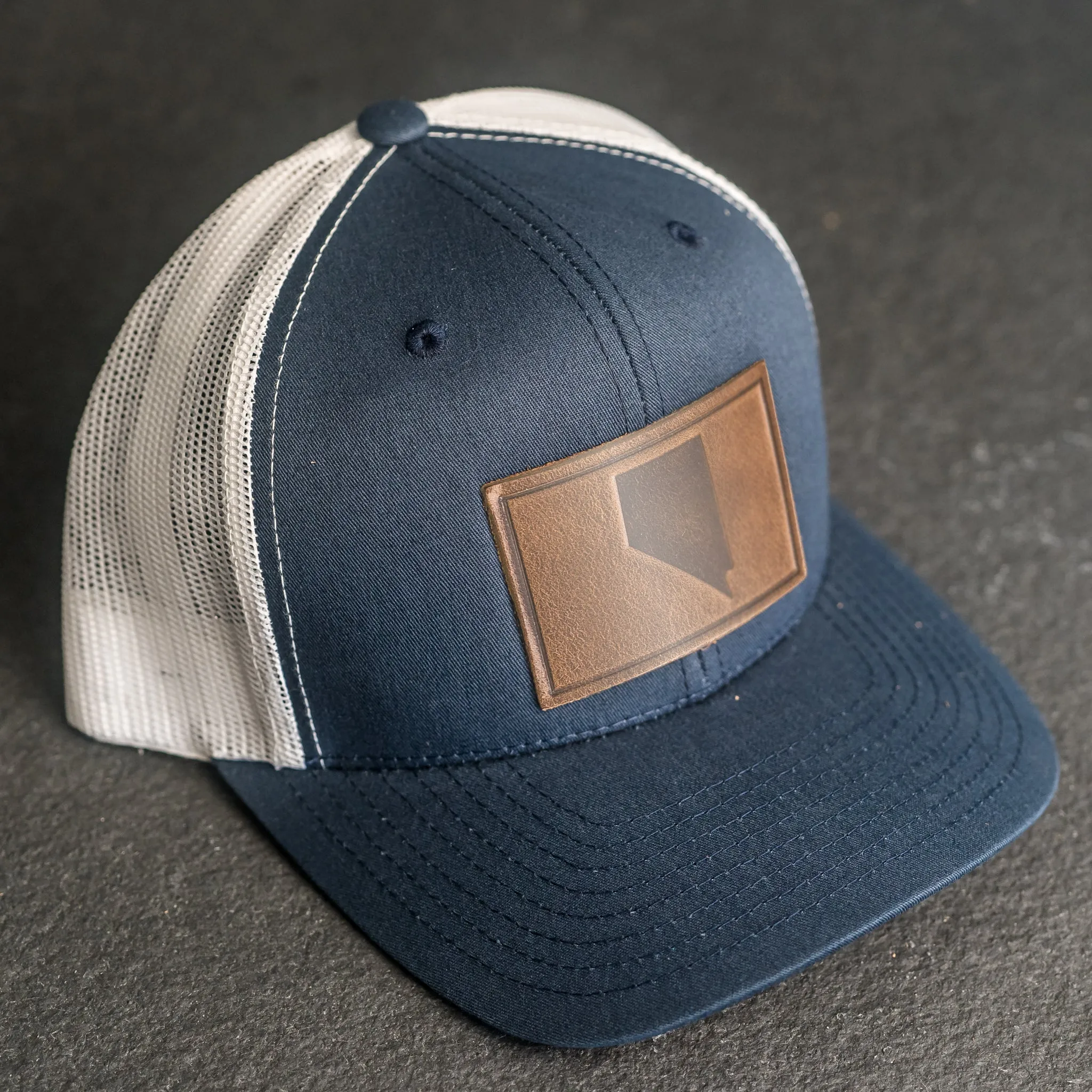 Leather Patch Trucker Style Hat - Nevada Stamp