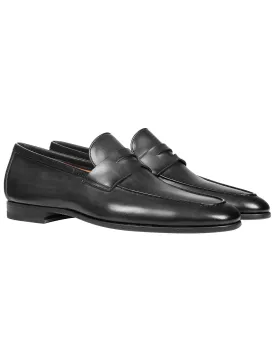 Leather Slip On Shoes Black