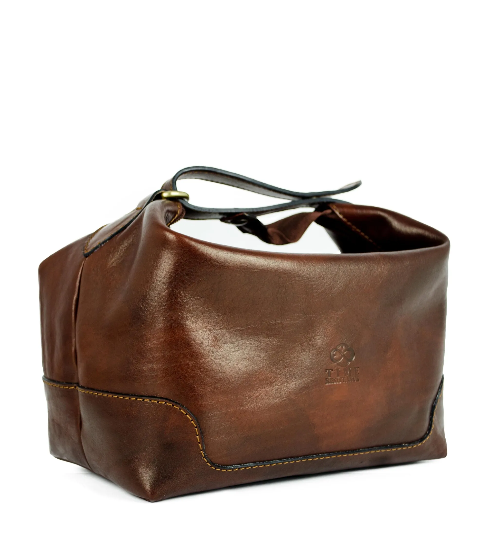 Leather Toiletry Bag for Women - Autumn Leaves