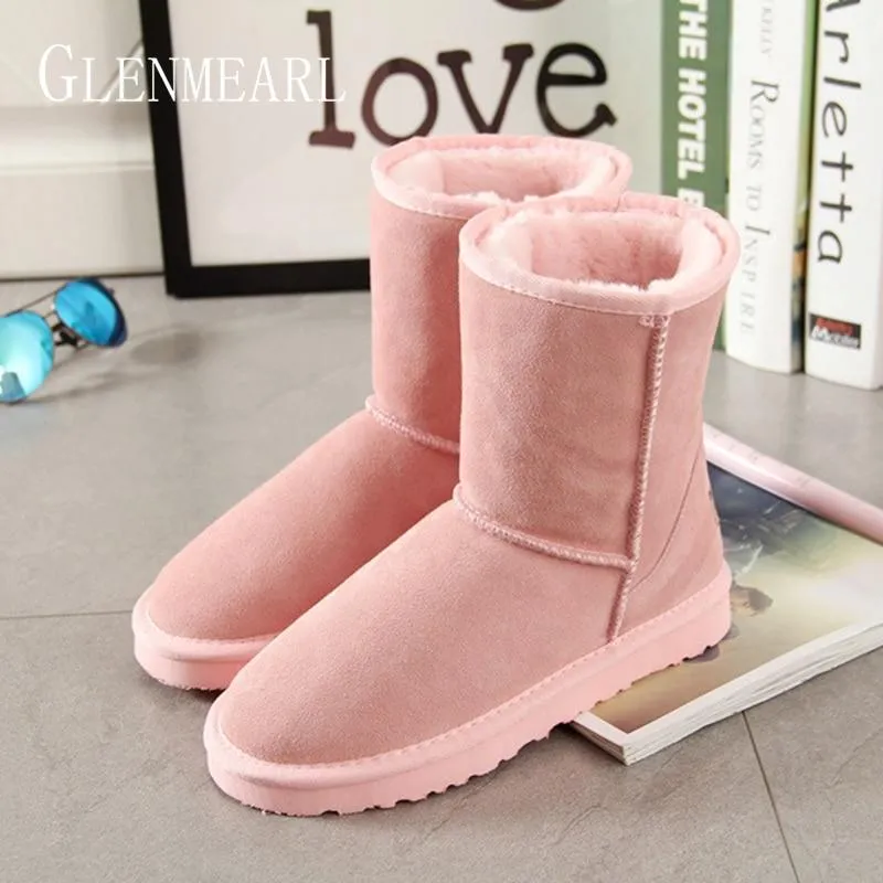 Leather Women Snow Boots