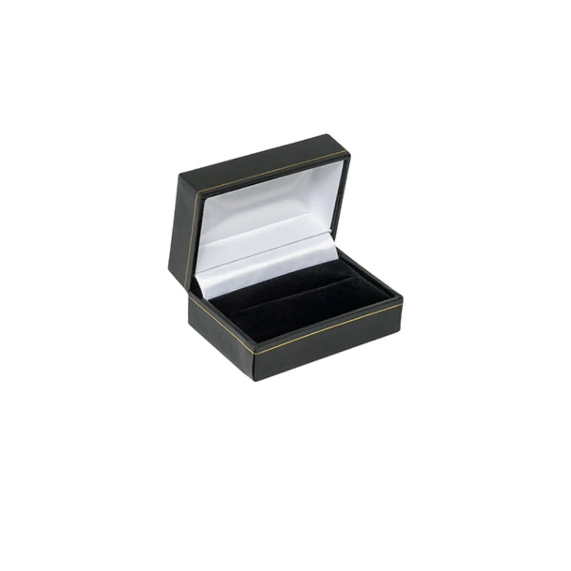 Leatherette Cufflink Double Ring Box Black