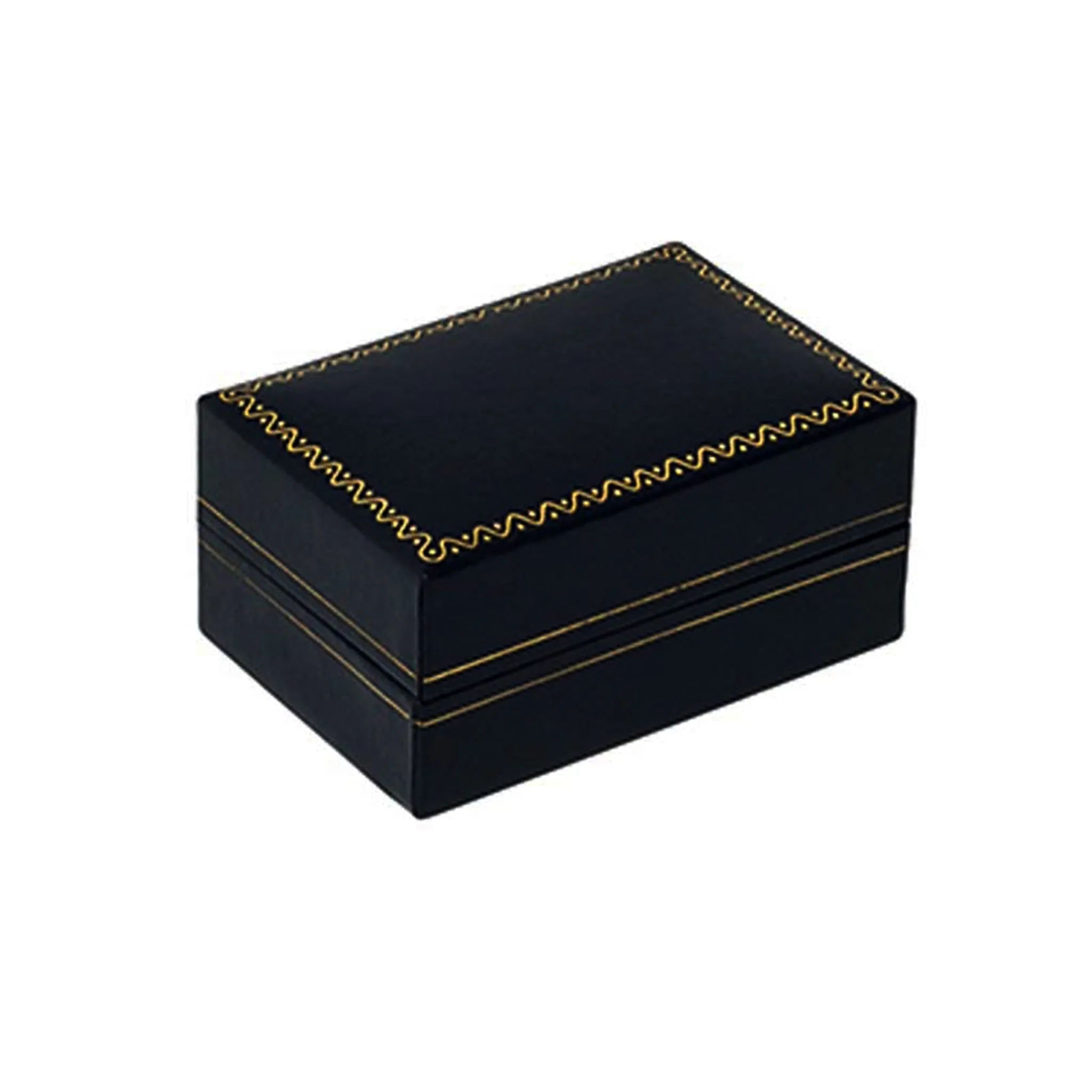 Leatherette Cufflink Double Ring Box Black