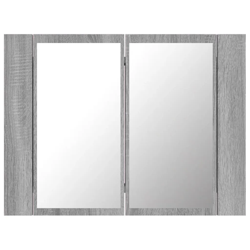 LED Mirror Cabinet Grey Sonoma 60x12x45 cm Engineered Wood