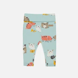 Legging bleu cendré avec chiens en jersey, naissance || Ash blue legging with a dogs in jersey, newborn