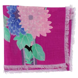 Leonard Paris Scarf Magenta Floral - Cashmere Silk Shawl SALE