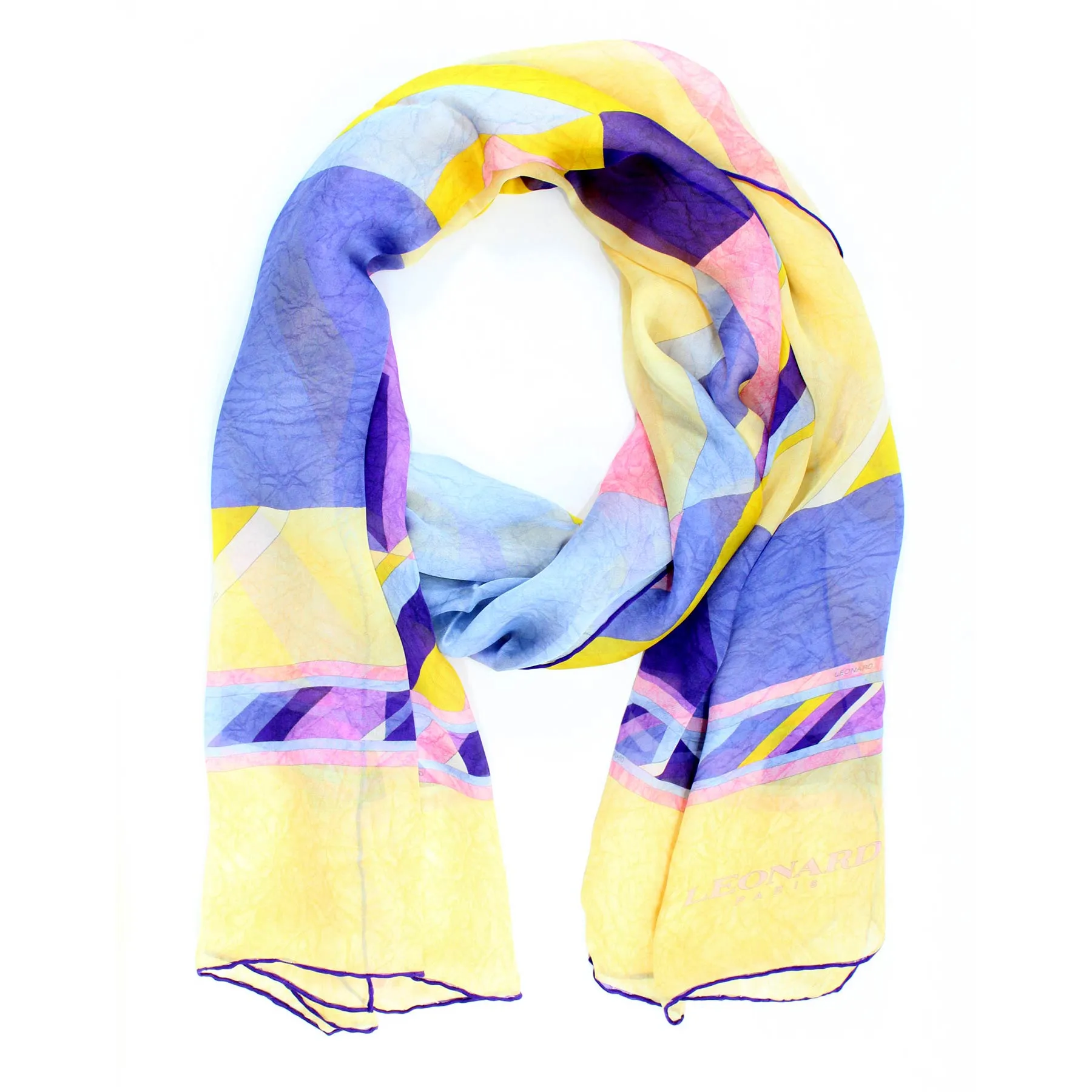 Leonard Scarf Yellow Purple Chiffon Silk Shawl FINAL SALE