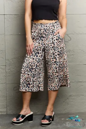 Leopard High Waist Flowy Wide Leg Pants with Pockets