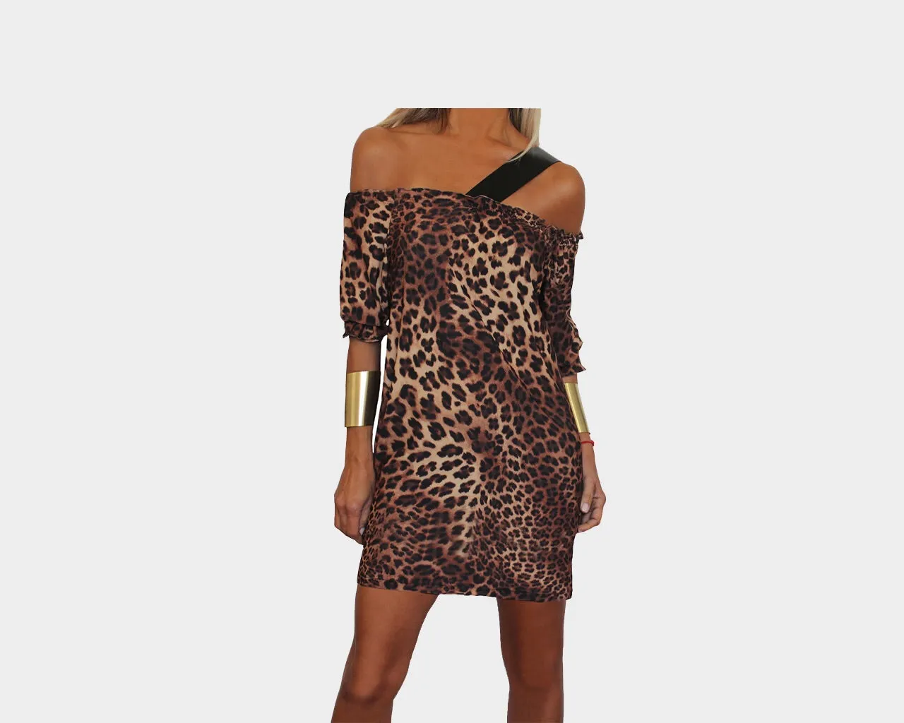 Leopard Print Off Shoulder Dress - The Ibiza