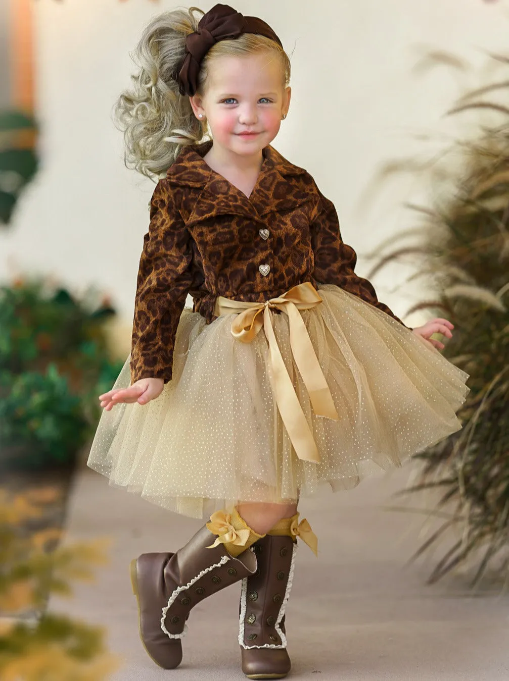 Leopard Print Shimmer Tutu Dress