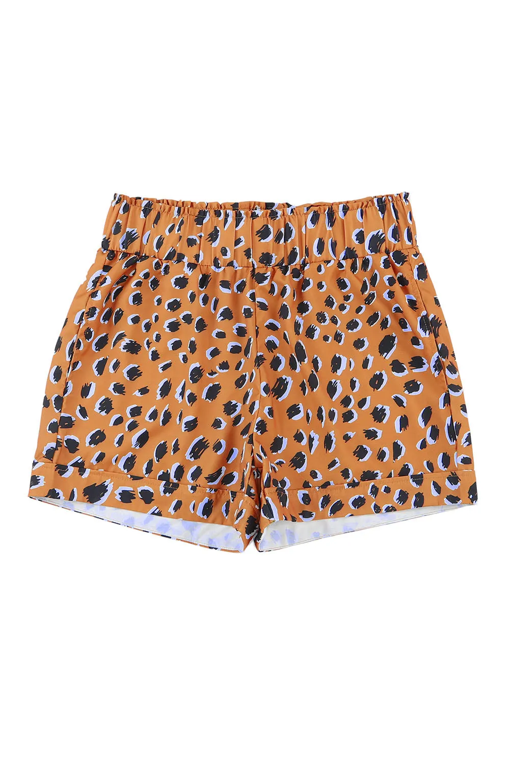 Leopard Ruffle Elastic Waist Shorts