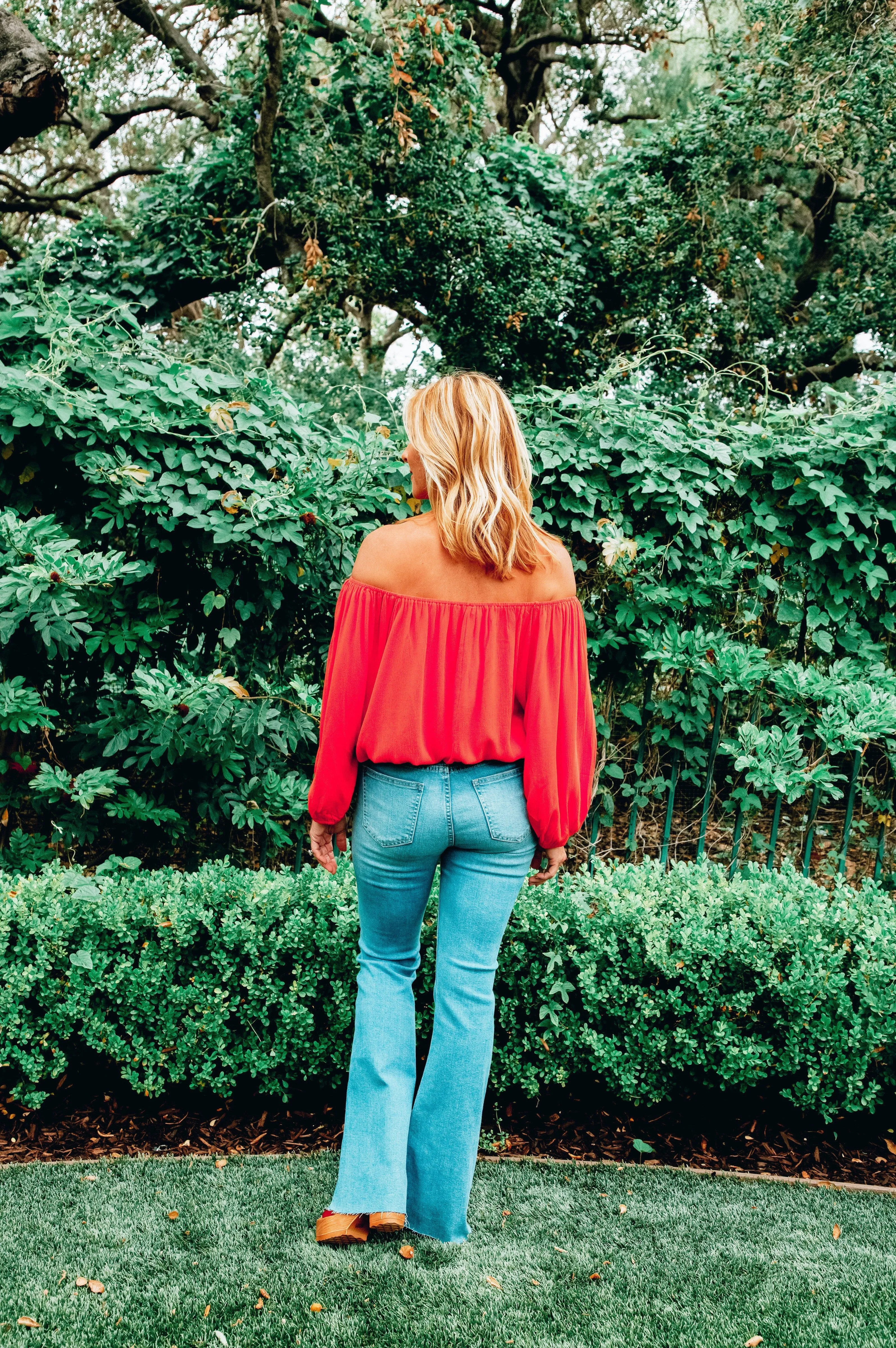 Let's Get Tropical Off the Shoulder Top Coral