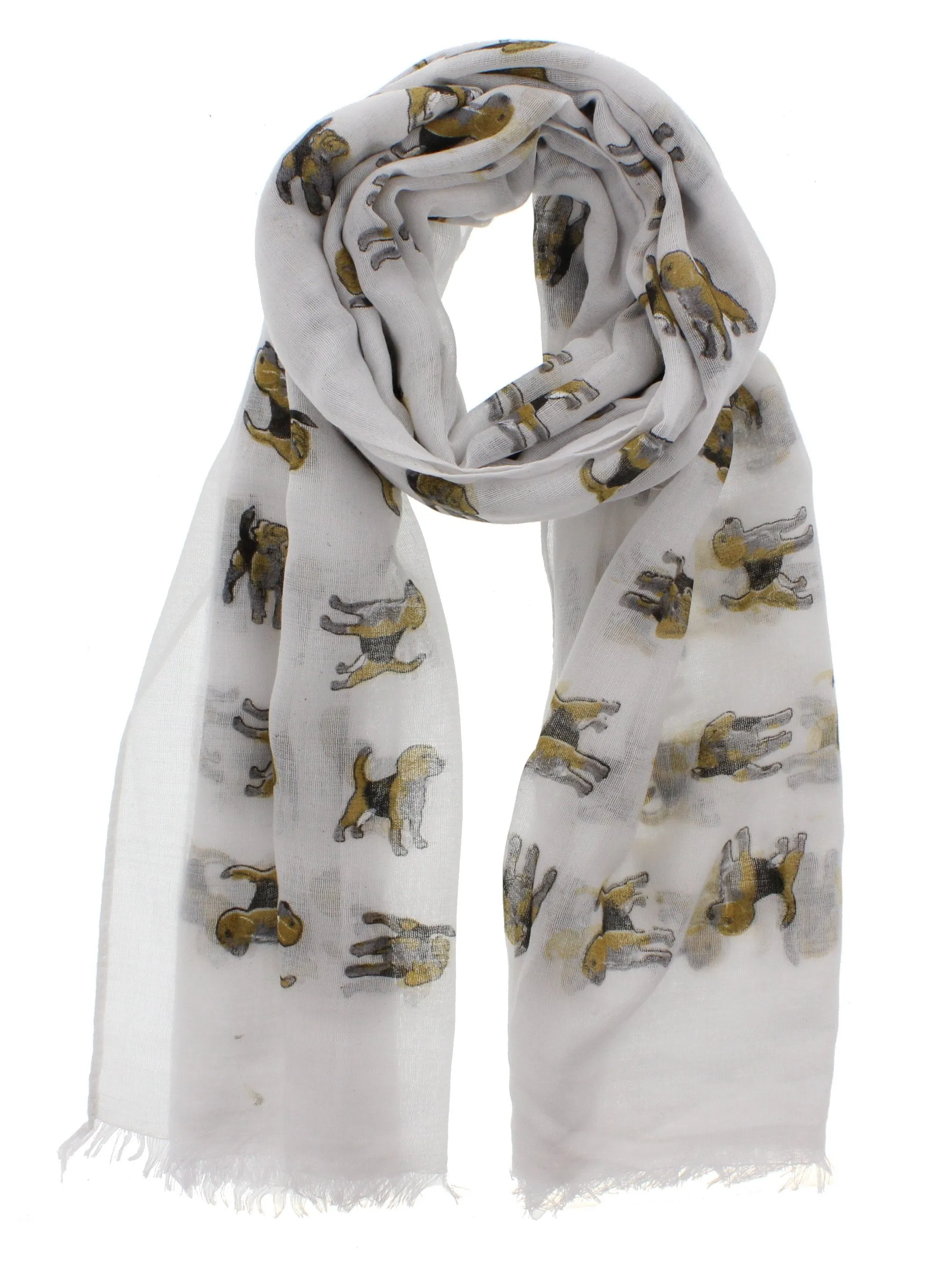 Light Beagle Dog Print Scarf