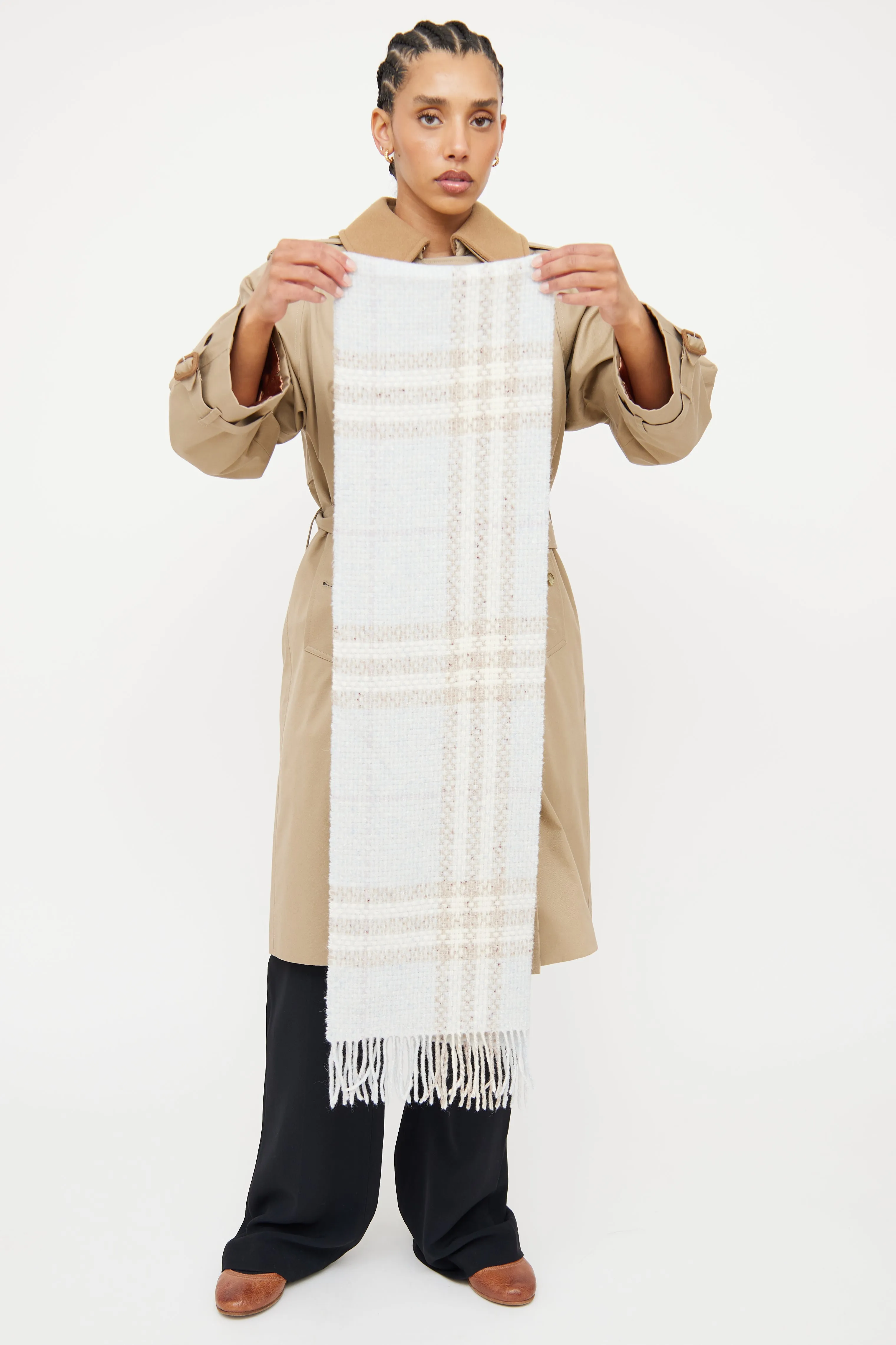 Light Blue & Beige Woven Scarf