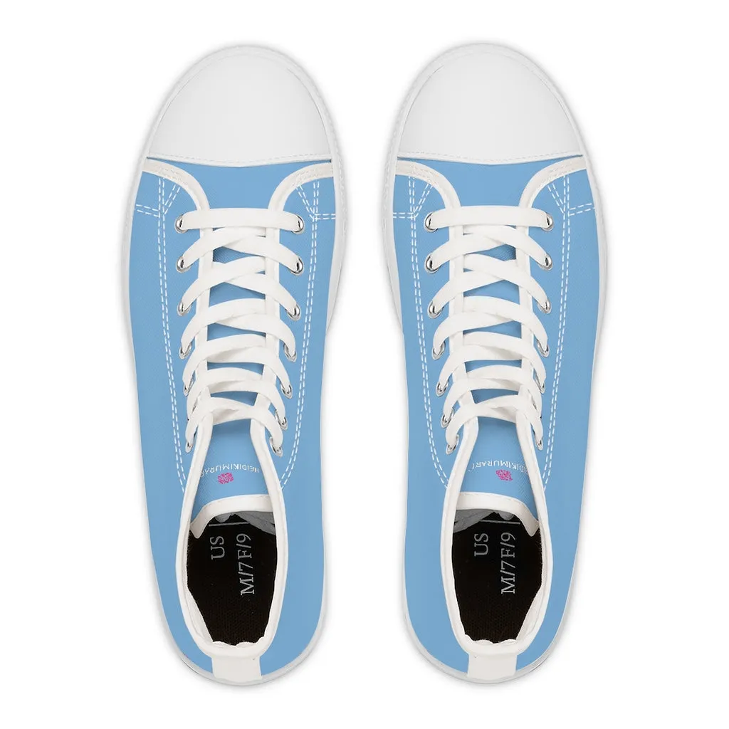 Light Blue Ladies' High Tops, Solid Color Best Women's High Top Sneakers Canvas Tennis Shoes