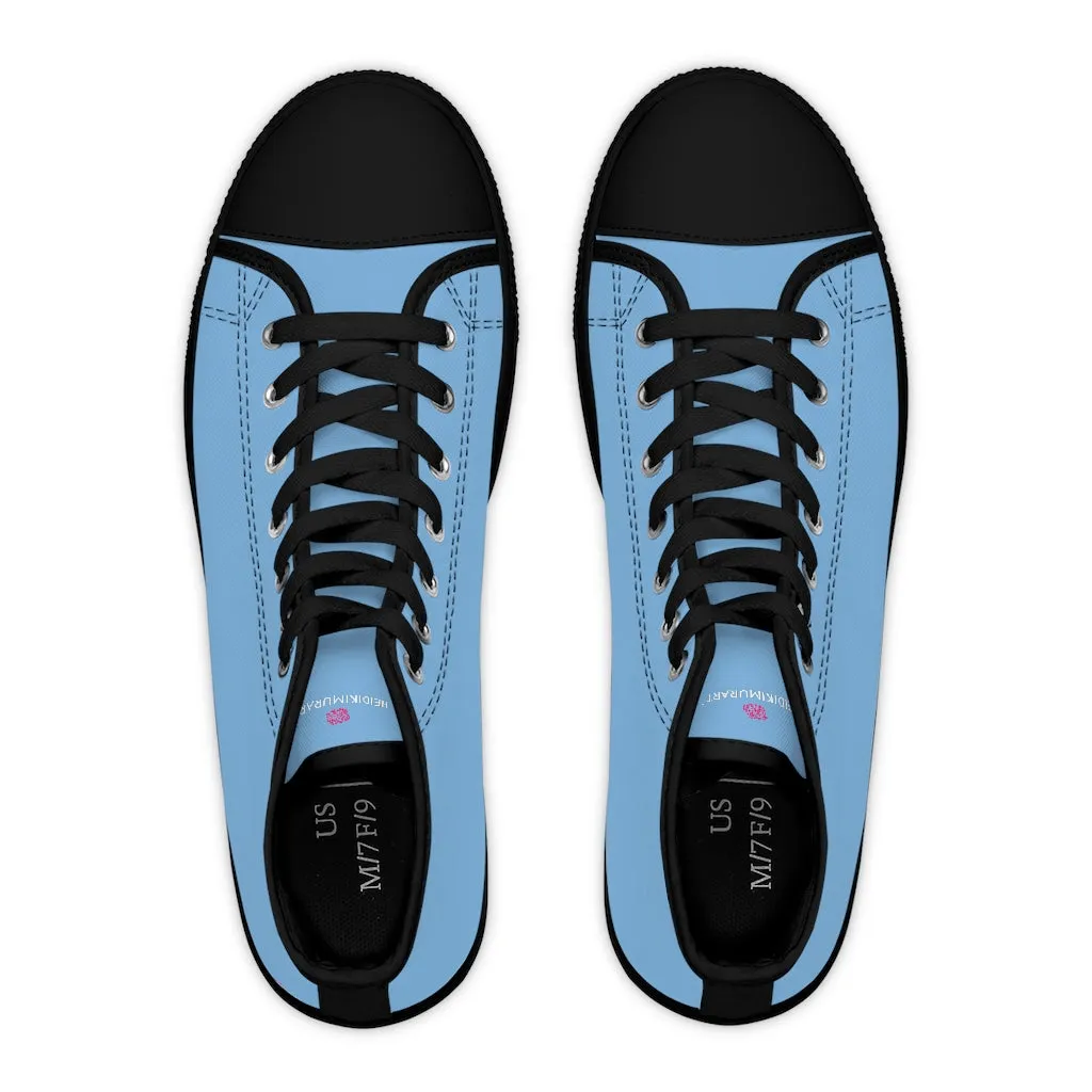 Light Blue Ladies' High Tops, Solid Color Best Women's High Top Sneakers Canvas Tennis Shoes