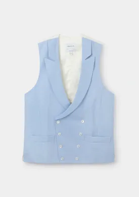 Light Blue Peak Lapel Double Breasted Waistcoat