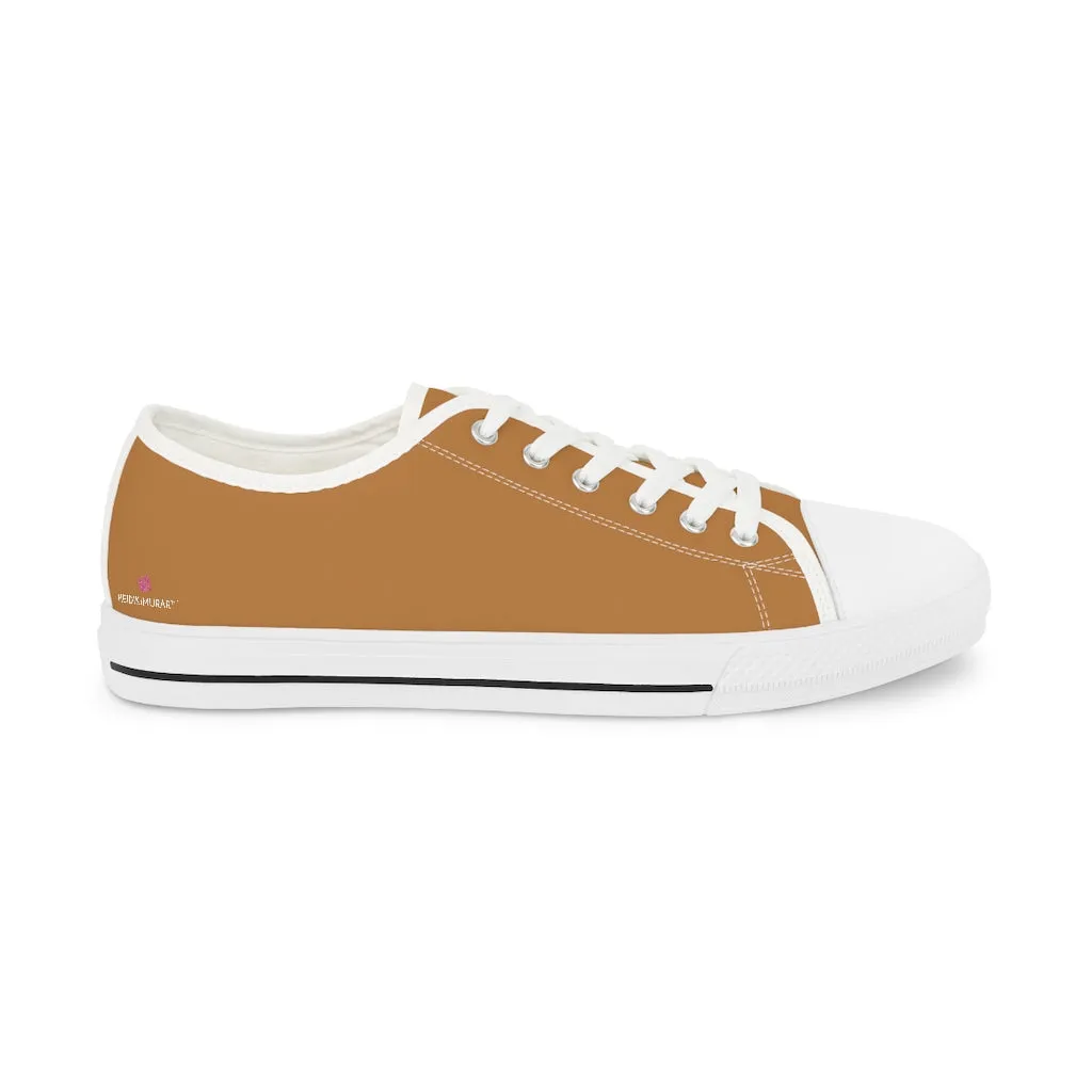 Light Brown Color Men's Sneakers, Best Solid Brown Color Men's Low Top Sneakers Running Canvas Shoes