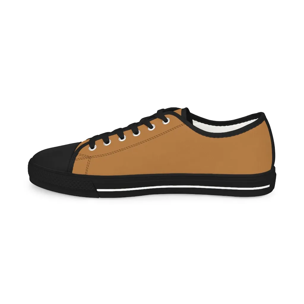 Light Brown Color Men's Sneakers, Best Solid Brown Color Men's Low Top Sneakers Running Canvas Shoes