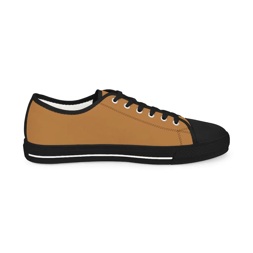 Light Brown Color Men's Sneakers, Best Solid Brown Color Men's Low Top Sneakers Running Canvas Shoes