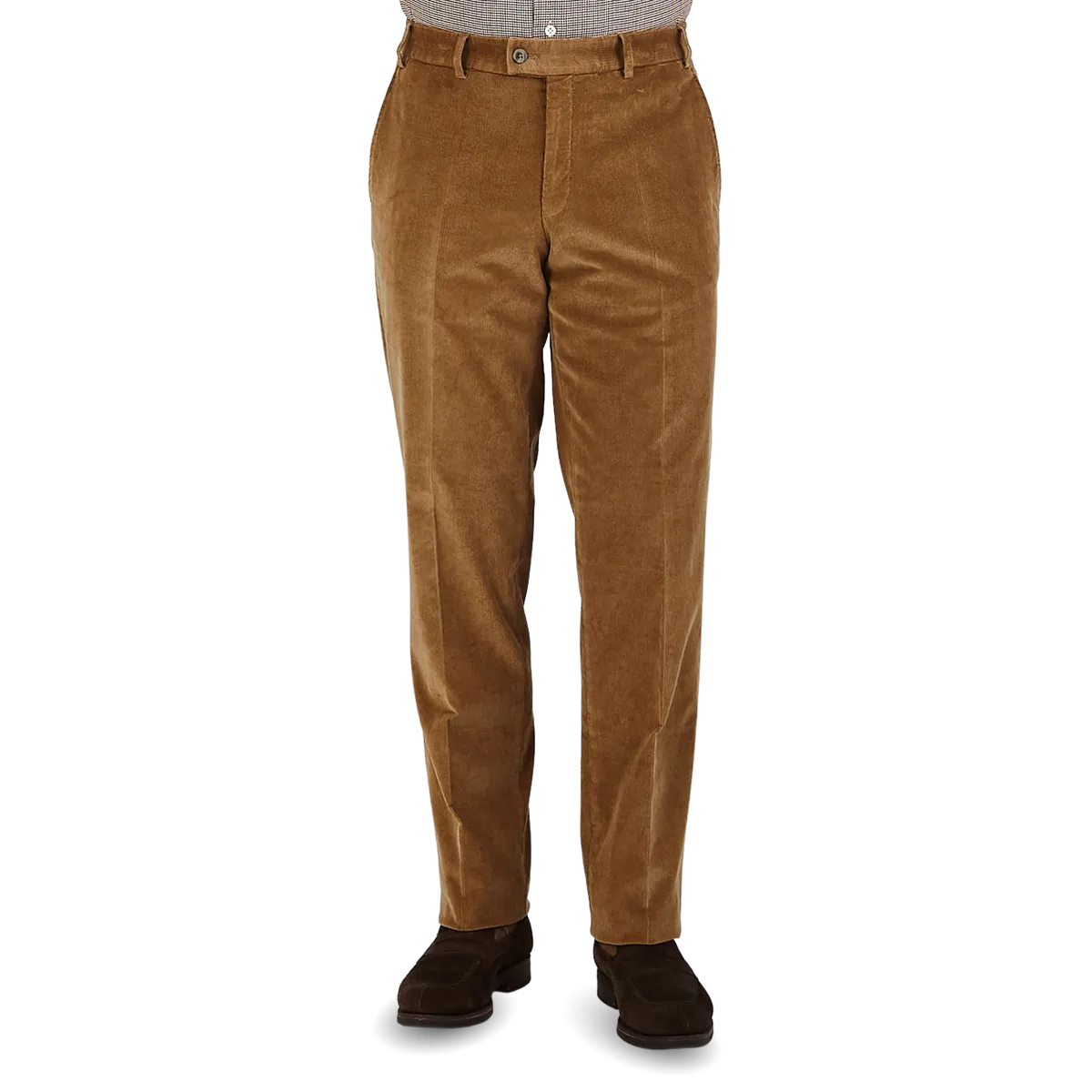 Light Brown Cotton Corduroy Regular Fit Chinos