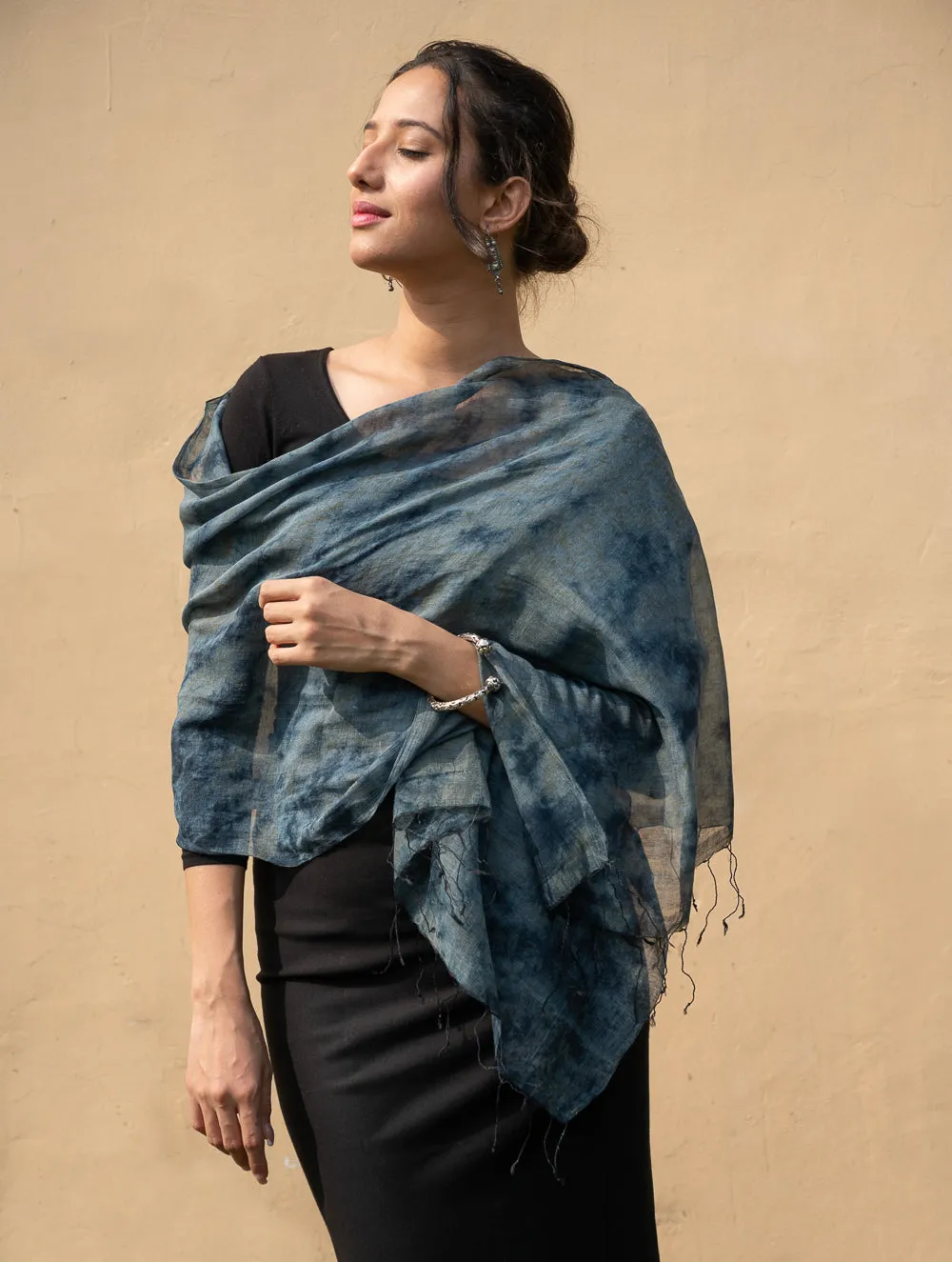 Light Chanderi Silk Tie & Dye Stole