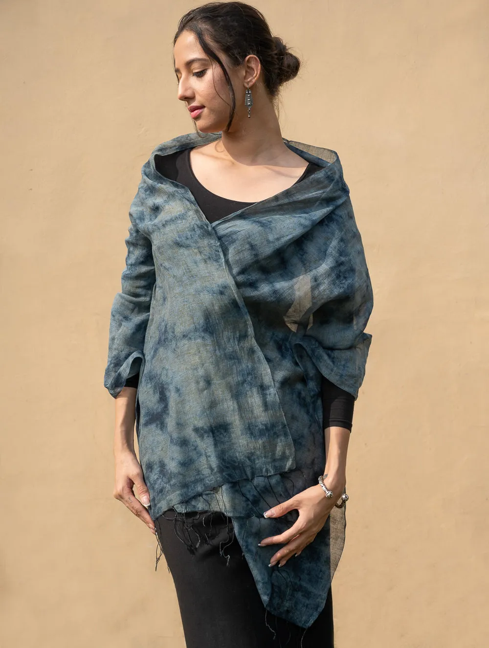 Light Chanderi Silk Tie & Dye Stole