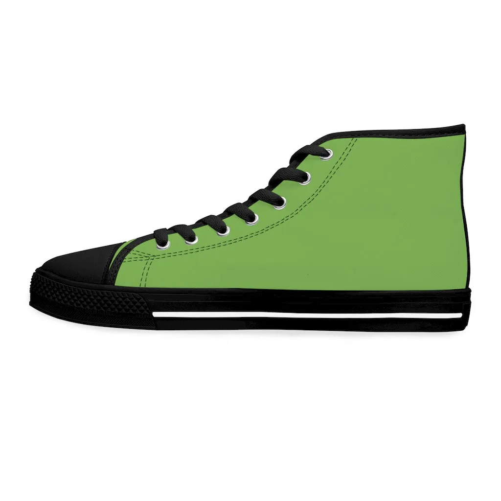 Light Green Ladies' High Tops, Solid Color Best Women's High Top Canvas Sneakers Tennis Shoes