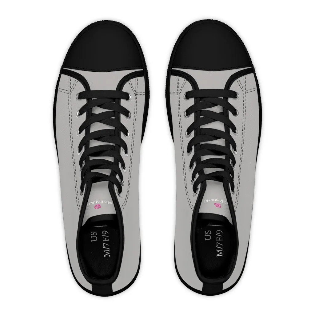 Light Grey Ladies' High Tops, Solid Color Best Women's High Top Sneakers Fashion Tennis Shoes