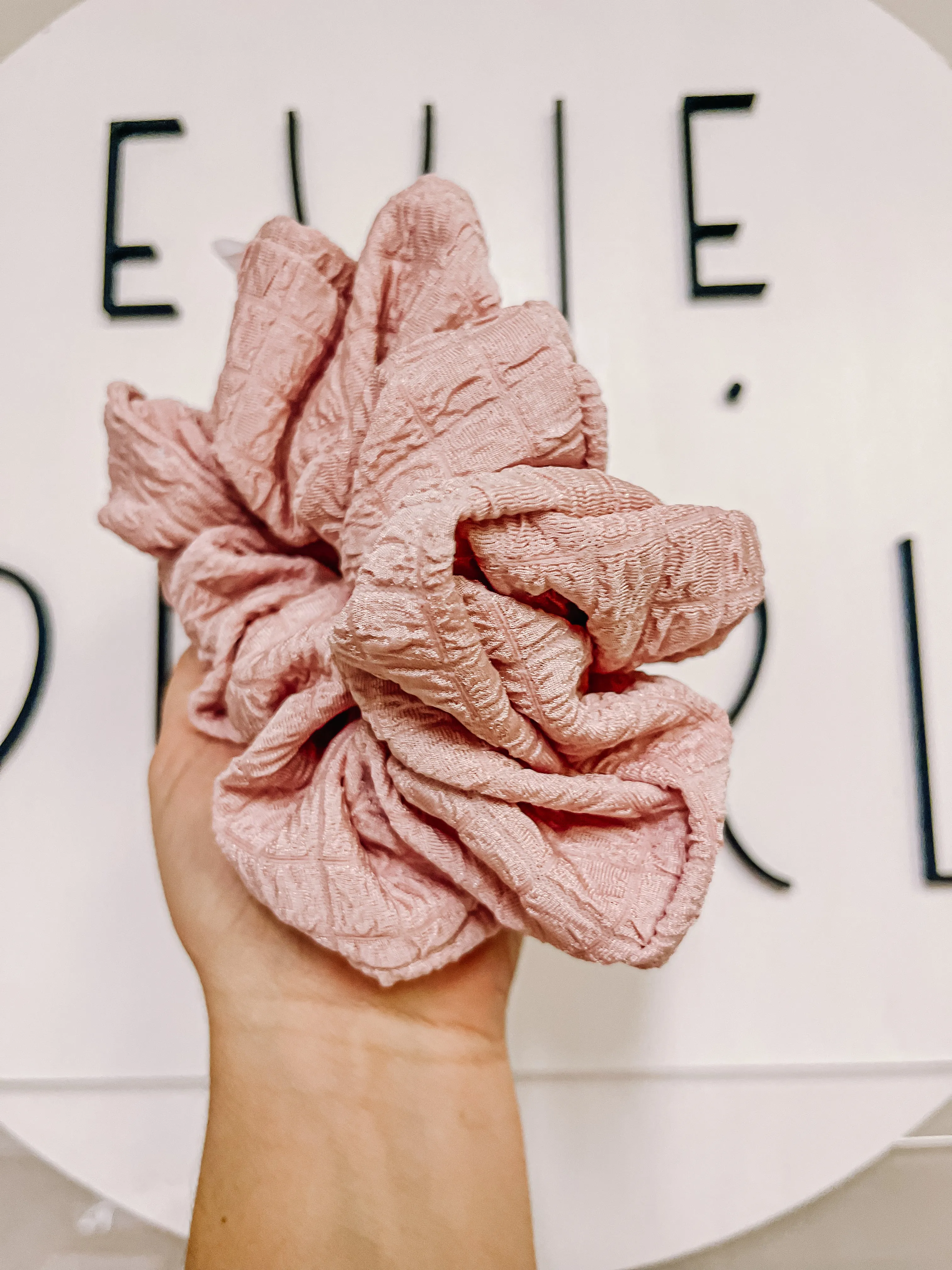 Light Pink Crinkle Oversized Scrunchy