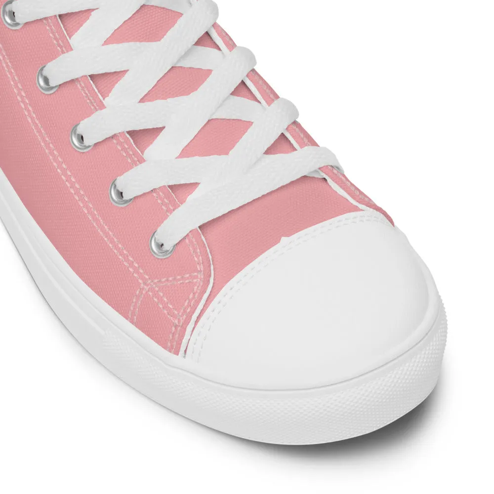 Light Pink Men's Sneakers, Modern Minimalist Best Solid Color Canvas High Top Shoes For Men