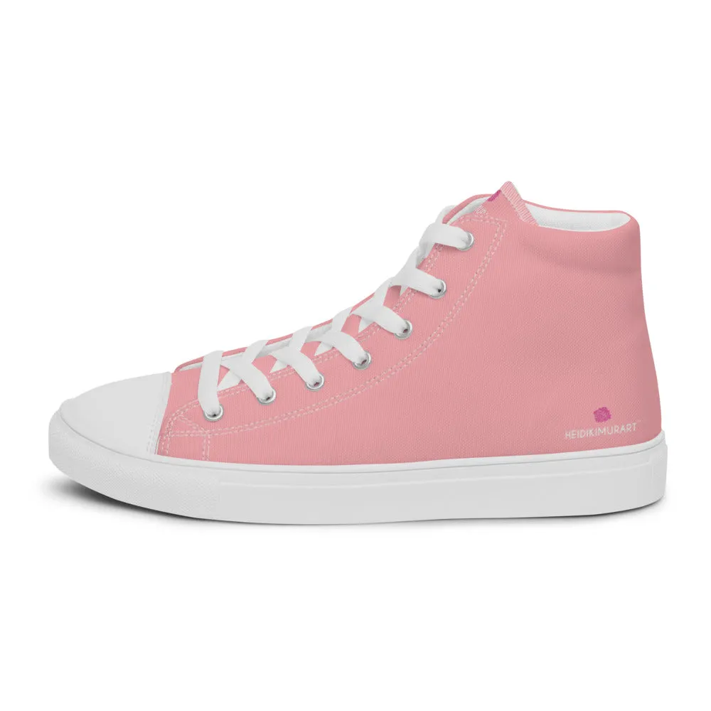 Light Pink Men's Sneakers, Modern Minimalist Best Solid Color Canvas High Top Shoes For Men