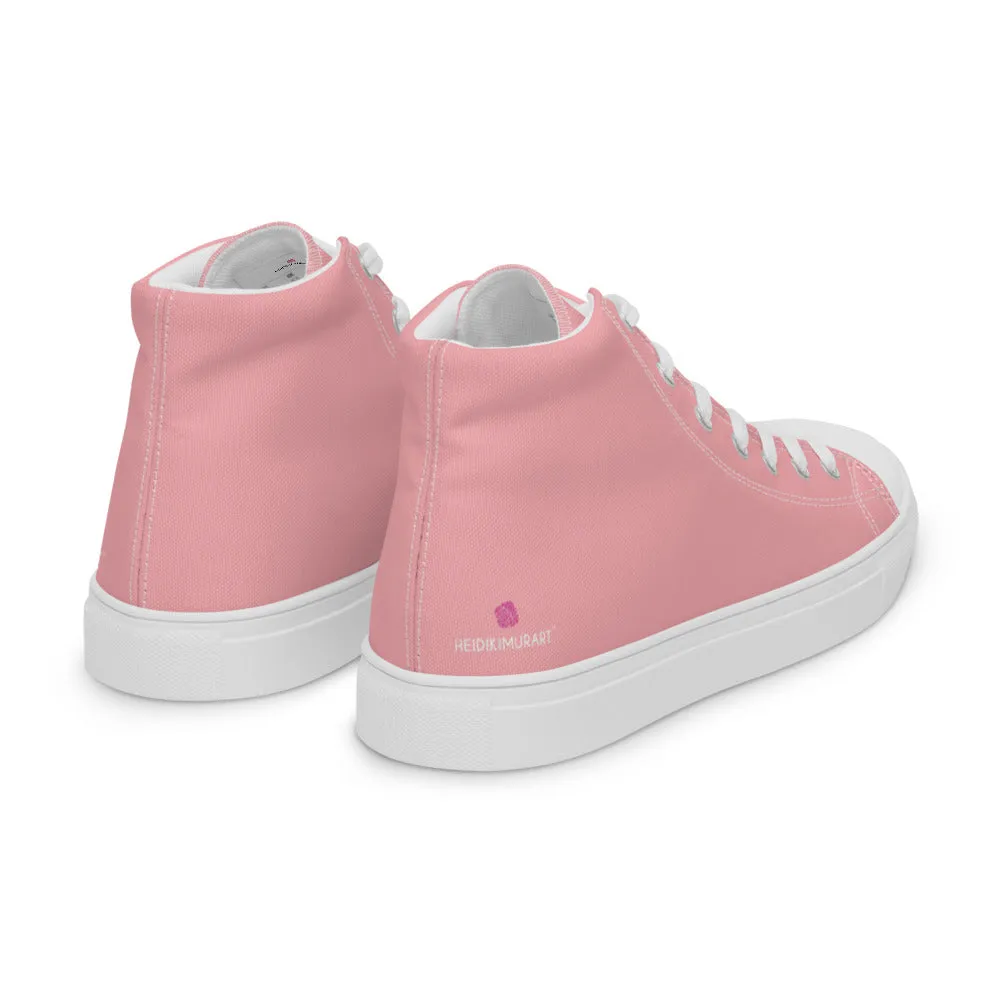 Light Pink Men's Sneakers, Modern Minimalist Best Solid Color Canvas High Top Shoes For Men