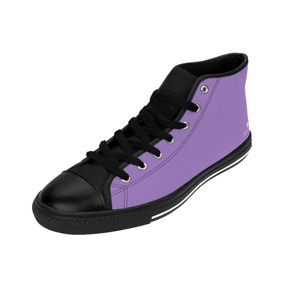 Light Purple Men's High-top Sneakers, Solid Color Minimalist Designer Tennis Running Shoes