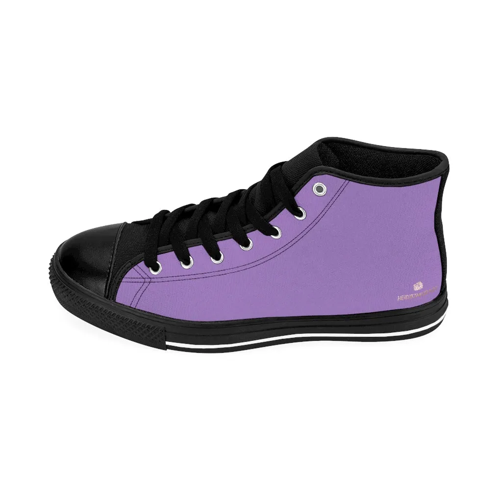 Light Purple Men's High-top Sneakers, Solid Color Minimalist Designer Tennis Running Shoes