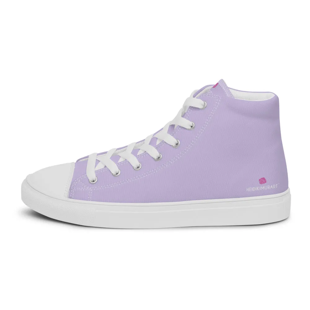 Light Purple Men's High Tops, Solid Pale Purple Color Men’s High Top Canvas Sneaker Shoes (US Size: 5-13)