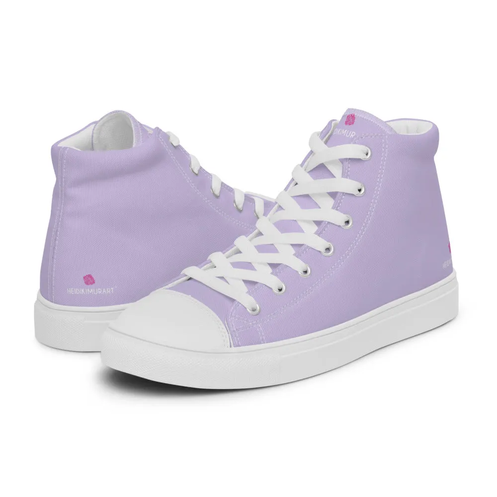 Light Purple Men's High Tops, Solid Pale Purple Color Men’s High Top Canvas Sneaker Shoes (US Size: 5-13)