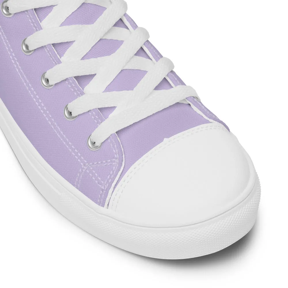 Light Purple Men's High Tops, Solid Pale Purple Color Men’s High Top Canvas Sneaker Shoes (US Size: 5-13)