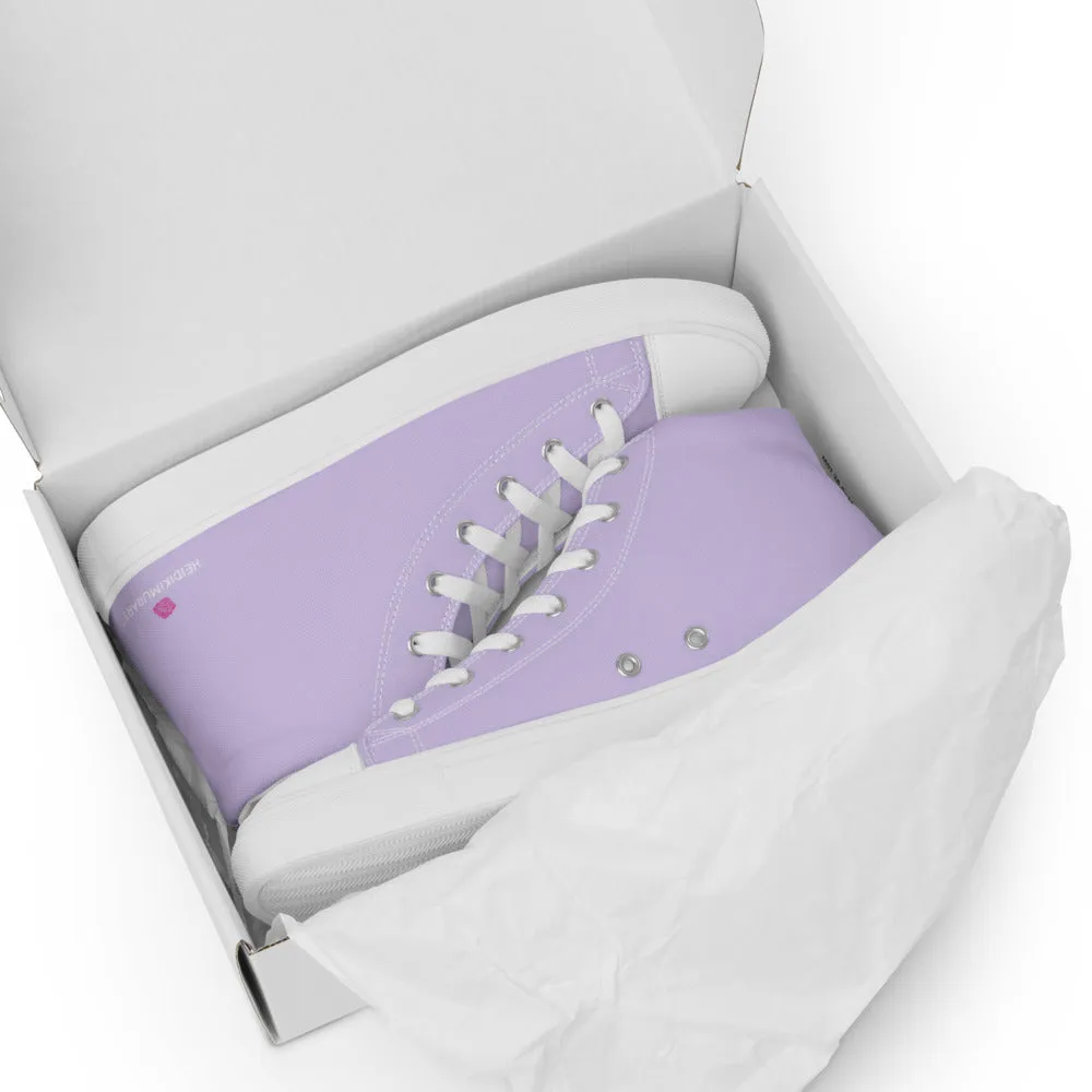 Light Purple Men's High Tops, Solid Pale Purple Color Men’s High Top Canvas Sneaker Shoes (US Size: 5-13)