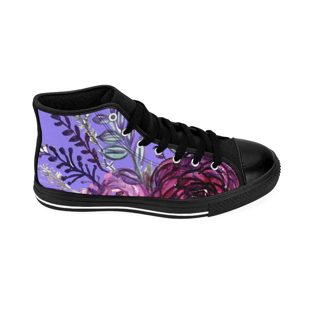 Light Purple Rose Men's Sneakers, Floral Print High-top Sneakers Running Best Tennis Shoes