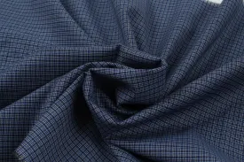 Light-Weight Stretch Wool - Small Checks - Blue