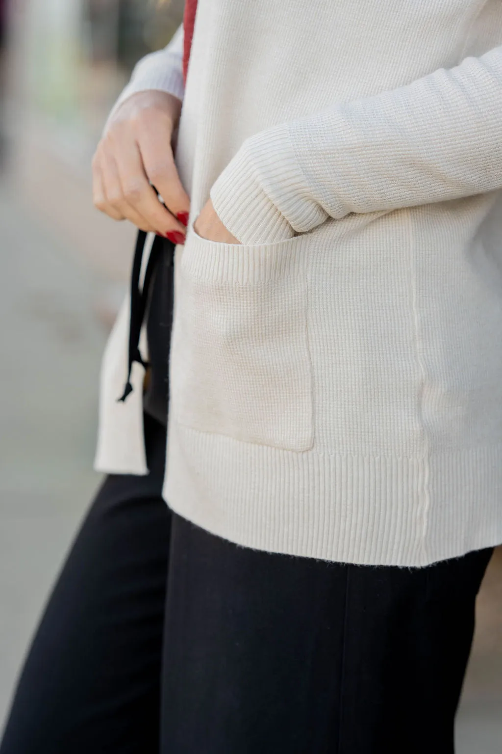 Lightweight Waffled Pocket Cardigan