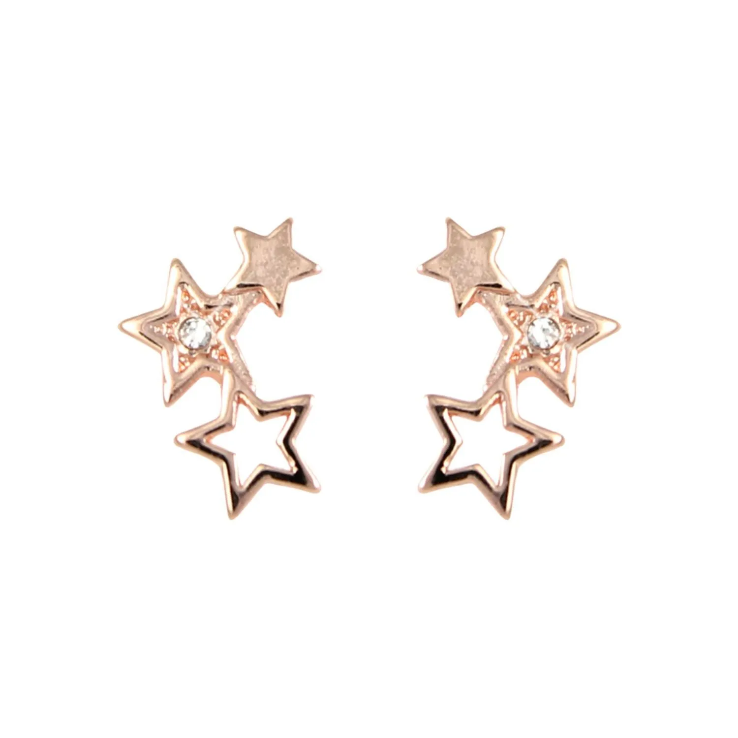 Lila Jewellery Carded Earrings Stars Rose Gold Studs