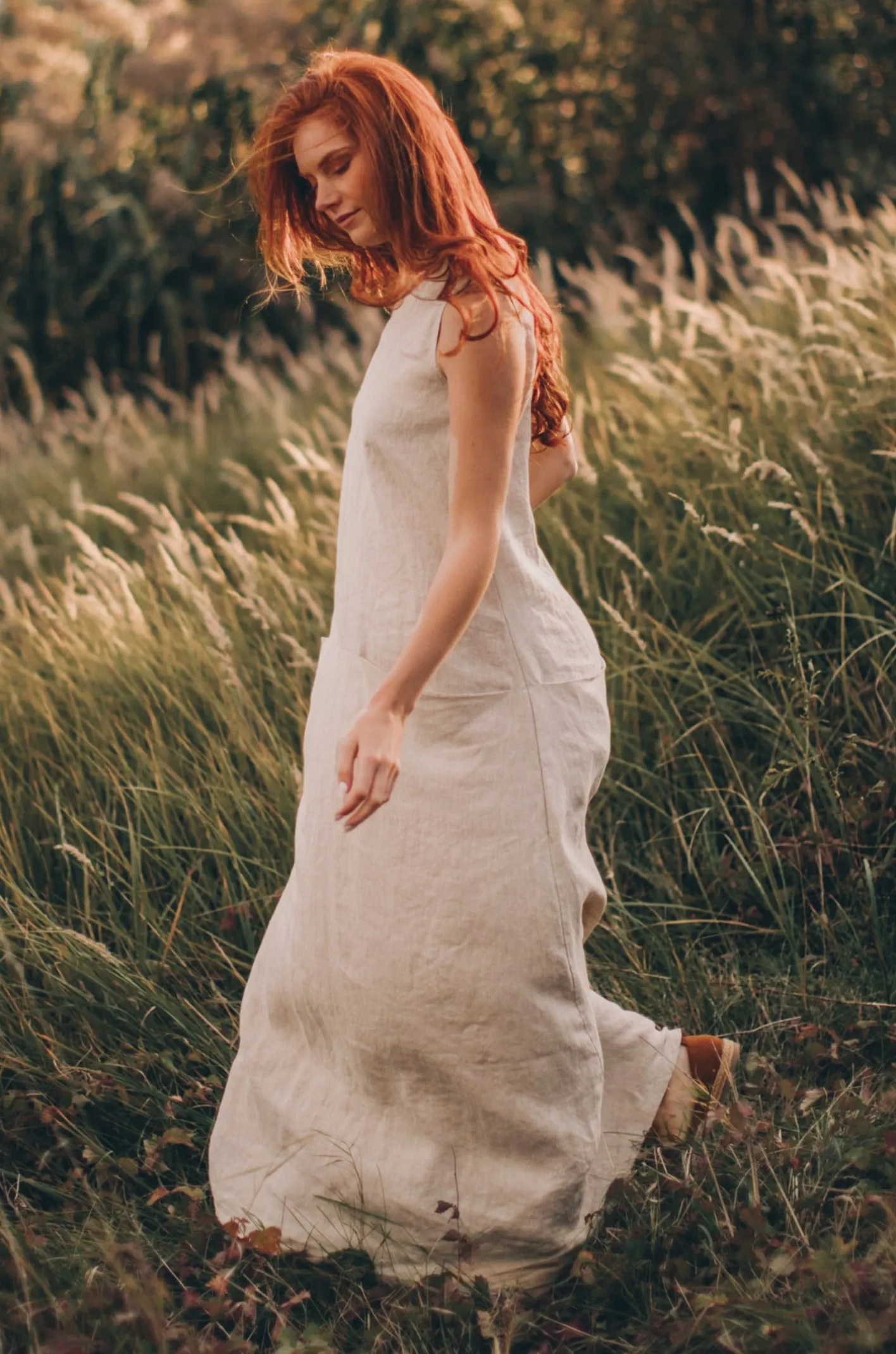 Linen Maxi Dress with Pockets