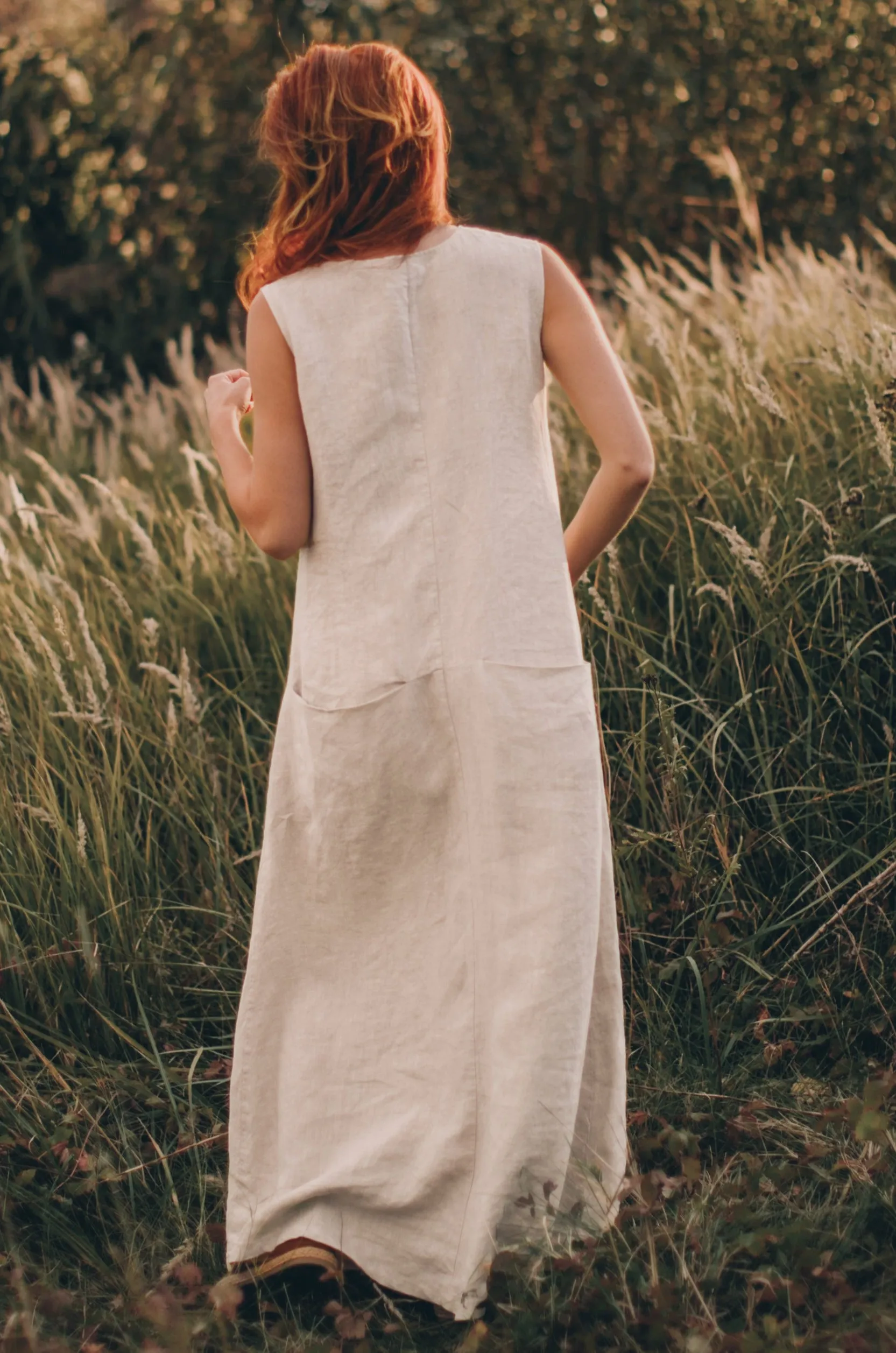 Linen Maxi Dress with Pockets