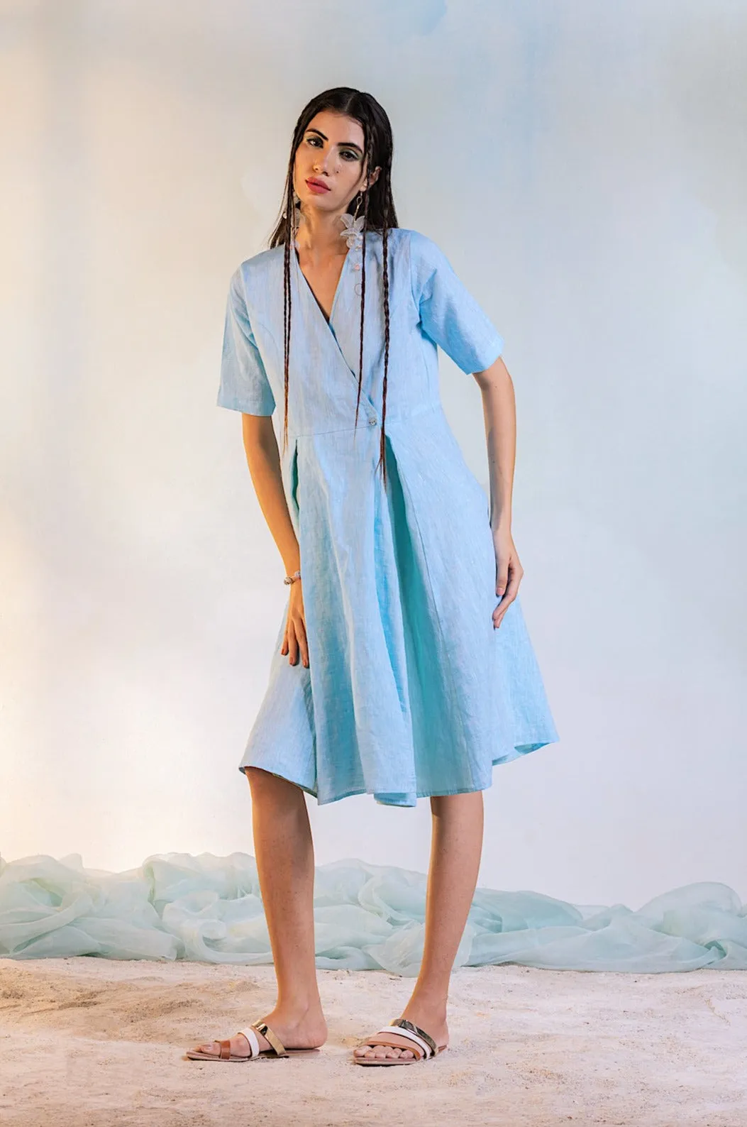 Linen Short Wrap Dress