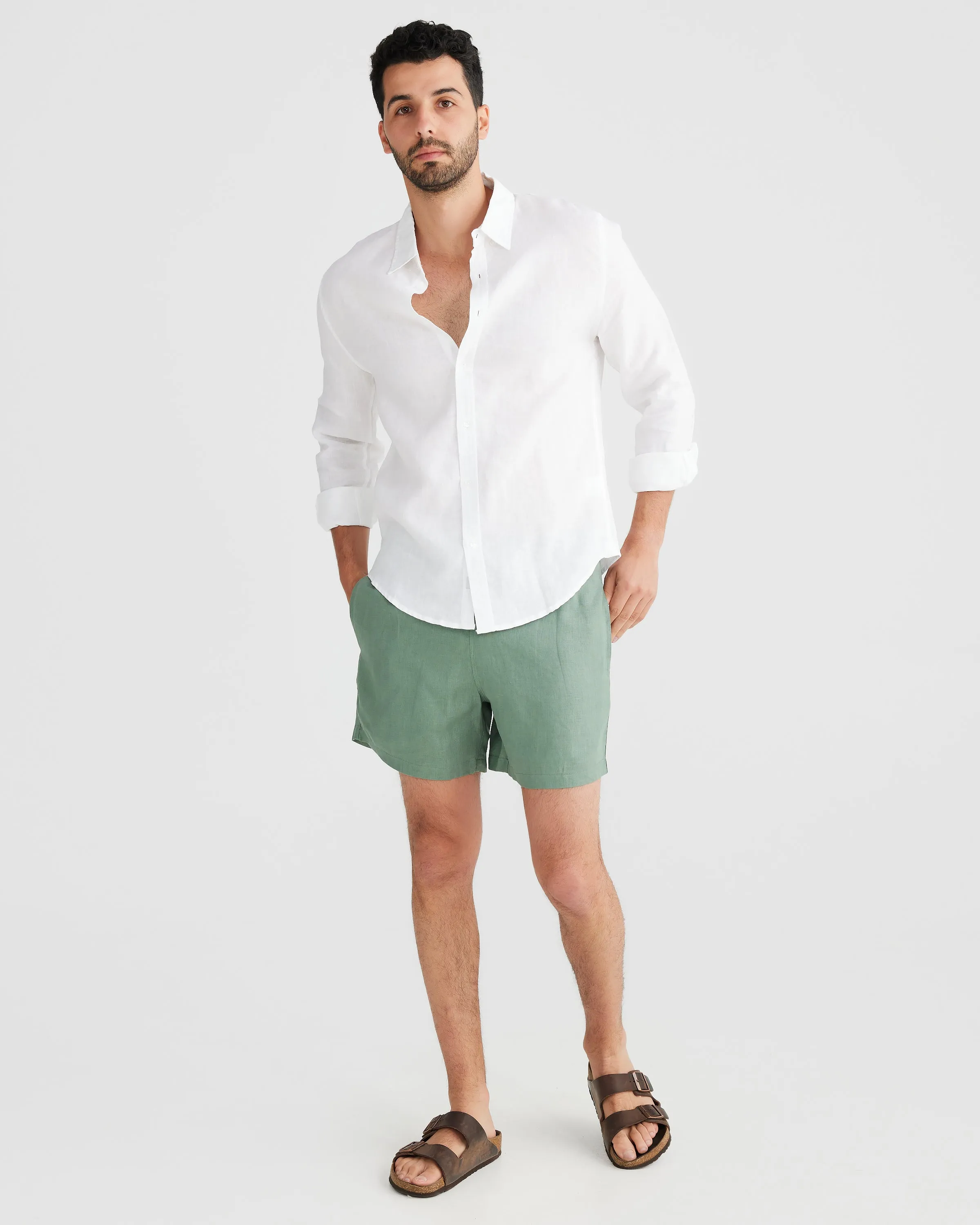 Linen Shorts Khaki